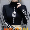 Mid-high-neck Bottoming T-shirt Elastic Inner Ride Femme Tee Tops autumn winter warm letter printing Streetwear Women's T-shirts