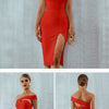 Seamyla 2023 Bandage Dress Sexy White Black Red One Shoulder Bodycon Summer Sleeveless Dress For Women New Celebrity Party Dress