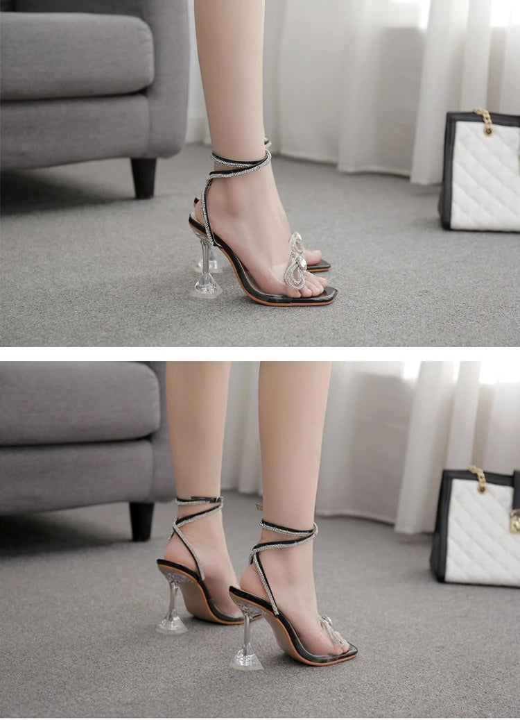 Eilyken New Design Sexy White String Bead High Heels Women Sandals Summer Gladiator Party Dress Buckles Pumps Shoes Size 35-42