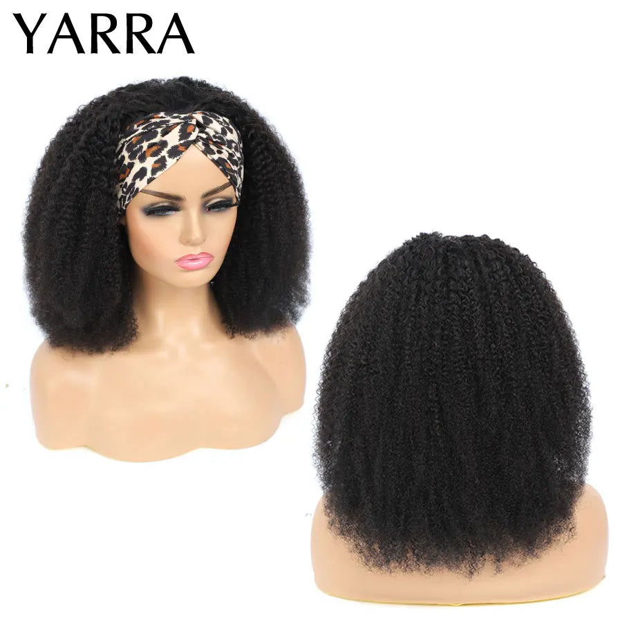 Brazilian Kinky Curly Headband Wig Human Hair 8-30 Inch Remy Kinky Curly Human Hair Wigs For Women 180% Density Full Machine Wig