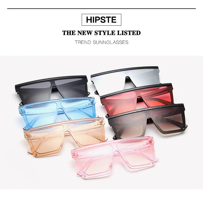 15 colors Flat Top Sunglasses Men Women Brand Designer Square Shades Gradient Sun Glasses Men Cool One Piece UV400 Mirror
