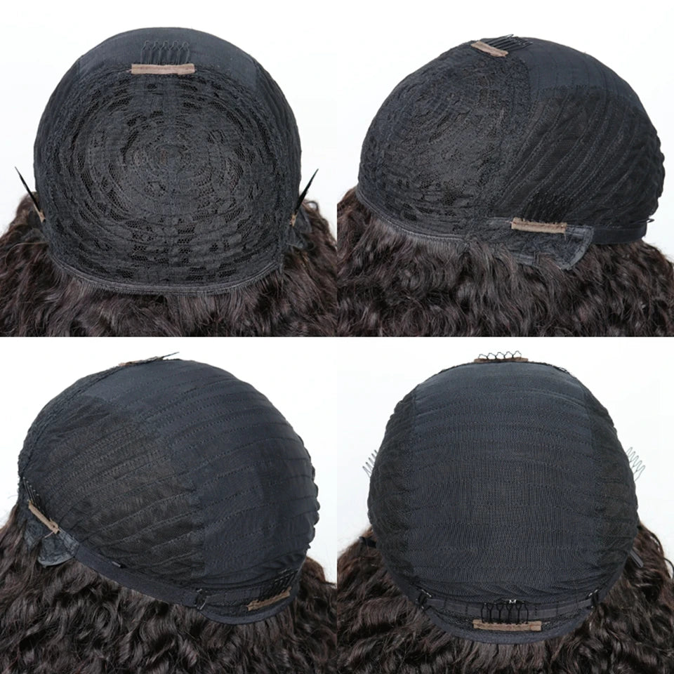 Afro Kinky Curly Wigs with Bangs 250% Density Brazilian Remy Human Hair Full Machine Made Wigs Short Afro Curly Wigs For Women
