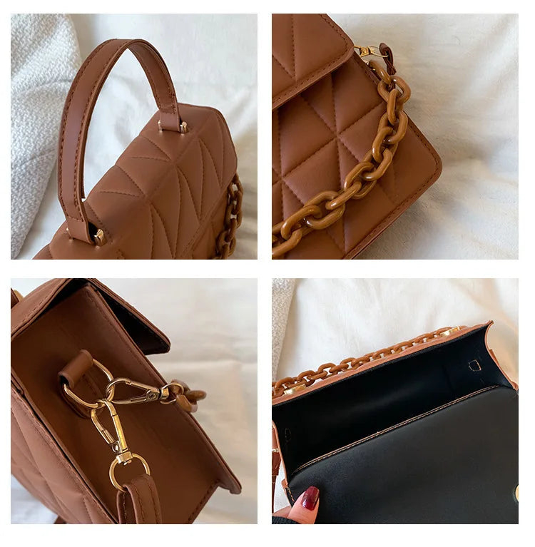 Trendy Plaid Women Shoulder Bag Fashion Chain Crossbody Bags Brand Designer Handbags and Purses Small Flap Top Handle Bags