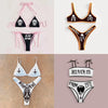 Punk Gothic Letters Print Bikinis Set Sexy Bikini 2023 Women Skull Pattern V-neck Swimwear Fashion Swimsuit Bathing Suit