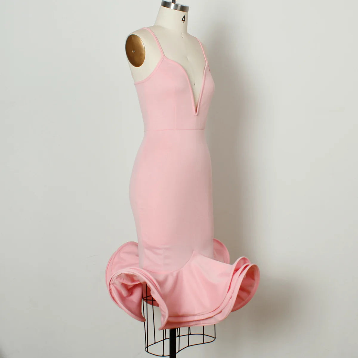 African Dresses for Women 2021 Summer African Women Pink Sleeveless V-neck Polyester Dress African Clothing