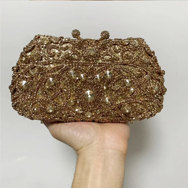 In Stock Lady Diamond Dinner Rhinestone Stone Crystal Women Party Hard Purse Bride Evening Bridal Wedding Hardside Clutch Bag