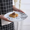 VEWEET ZOEY 48-Piece Black Decals Dinner Combi-Set Porcelain Tableware Set with Bowls Dessert Plates Soup Plate Dinner Plates