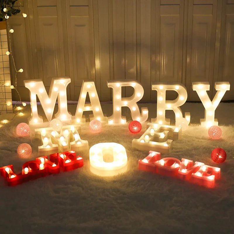Luxury Alphabet Letter LED Lights Luminous Number Lamp  Battery Night Light for Home Wedding Birthday Christmas Party Decoration