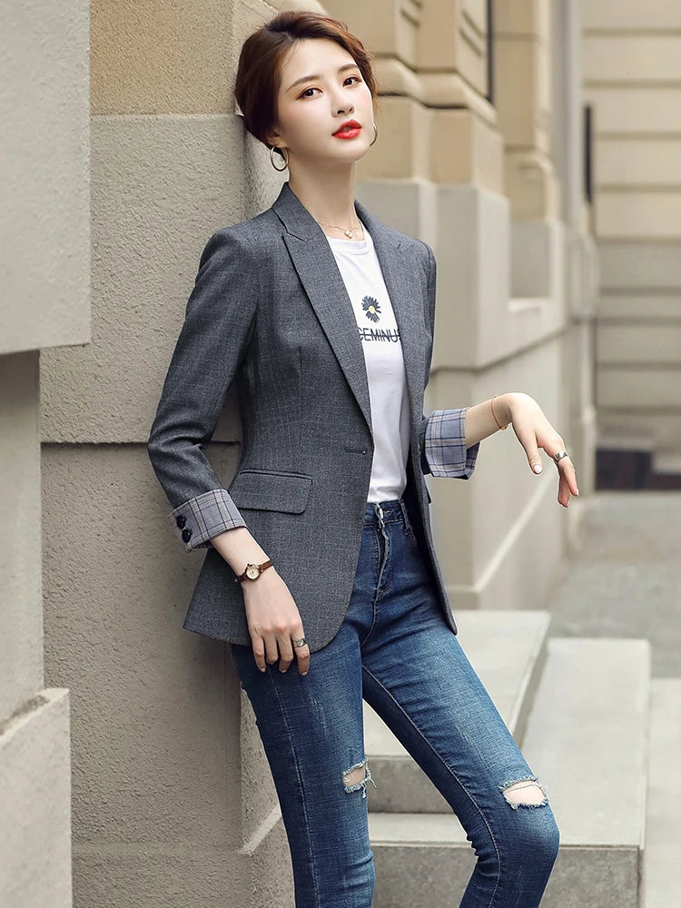 HIGH QUALITY Fashion 2020 Design Blazer Jacket Women's Green Black Blue Solid Tops For Office Lady Wear Size S-4XL