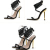 Summer 12CM Gladiator Heels Sandals For Women Fashion Pointed Open Toe Lace-Up Stiletto Ladies Strappy Wedding Shoes Black Red