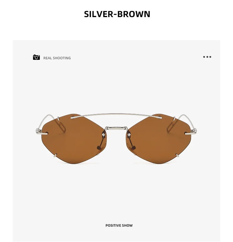 Rimless Diamond Sunglasses Square Women Men Retro Sun Glasses Brand Designer Eyewear UV400 Shades Oculos Female Gafas