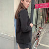 Women Vintage Fashion Blazer Denim Patchwork Jackets 2022 Autumn Winter Irregular Coat Women Long Sleeve Loose Korean Outerwear