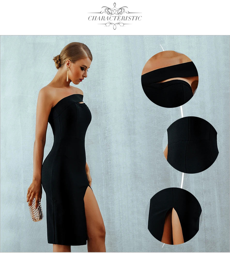 Seamyla 2023 Bandage Dress Sexy White Black Red One Shoulder Bodycon Summer Sleeveless Dress For Women New Celebrity Party Dress