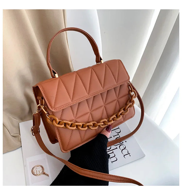 Trendy Plaid Women Shoulder Bag Fashion Chain Crossbody Bags Brand Designer Handbags and Purses Small Flap Top Handle Bags