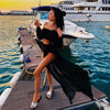 Women Beach 2pcs Bikini Cover-Ups Swimsuit Off Shoulder Top+ High Waist Dresss Sexy Ladies Swimming Cover Up Bathing Suit