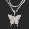 Iced Out Crystal Rhinestones Butterfly Pendants Anklet Chain For Women Multi-layer Big Rhinestones Tennis Chain Ankle Jewelry