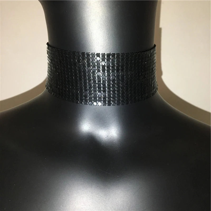 Fashion Metal Sequins Chokers Necklace Jewelry Women Statement Choker Wedding Necklace Jewelry Accessories For A Gift