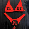Punk Gothic Letters Print Bikinis Set Sexy Bikini 2023 Women Skull Pattern V-neck Swimwear Fashion Swimsuit Bathing Suit