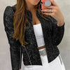 2024 Fashion Sequin Jackets Women Glitter Long Sleeve Short Coats Elegant Spring Outwear Office Ladies Solid  Streetwear Jacket