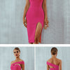 Seamyla 2023 Bandage Dress Sexy White Black Red One Shoulder Bodycon Summer Sleeveless Dress For Women New Celebrity Party Dress