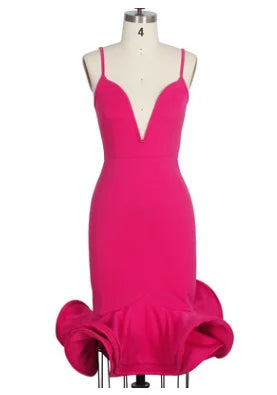 African Dresses for Women 2021 Summer African Women Pink Sleeveless V-neck Polyester Dress African Clothing