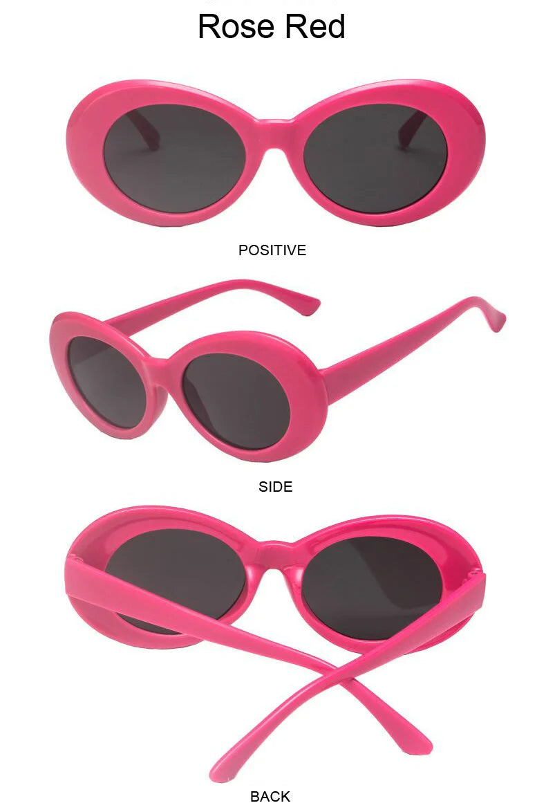 Kurt Cobain Retro Oval Sunglasses Man Vintage Fashion Brand Sun Glasses Classic White Black Lentes De Sol Mujer