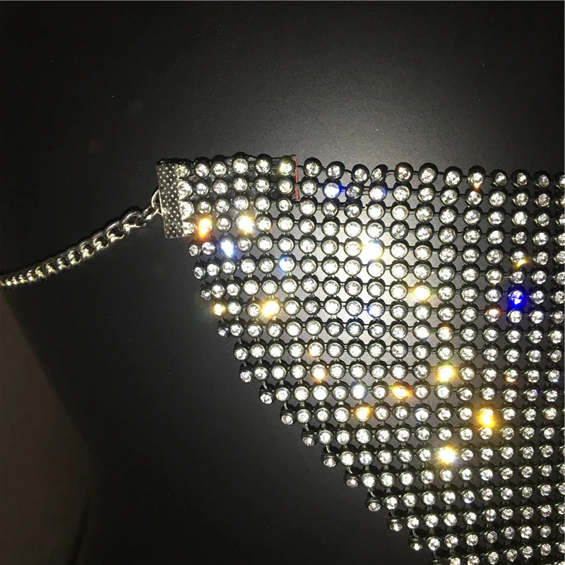 2024 NEW Crystal Masquerade Face Jewelry Women Party Accessories Fashion Fishing Net Metal Rhinestone Sequined Veil Body Jewel
