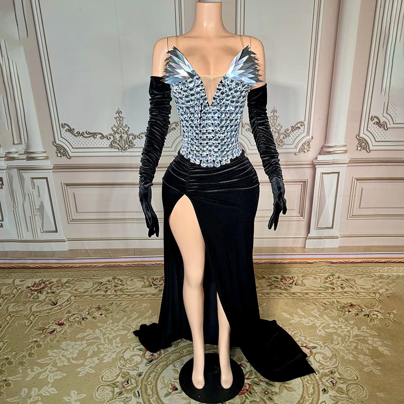 Novance Y4065 Elegant Evening Dress 2024 With Gloves Women'S Clothing Sexy Club for Party Strapless Clothing Luxury