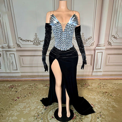 Novance Y4065 Elegant Evening Dress 2024 With Gloves Women'S Clothing Sexy Club for Party Strapless Clothing Luxury