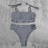 ZTVitality Blue Plaid Bikinis Push Up Bikini 2020 Newest Padded Bandage Swimsuit High Waist Cross Hollow Out Sexy Swimwear Women