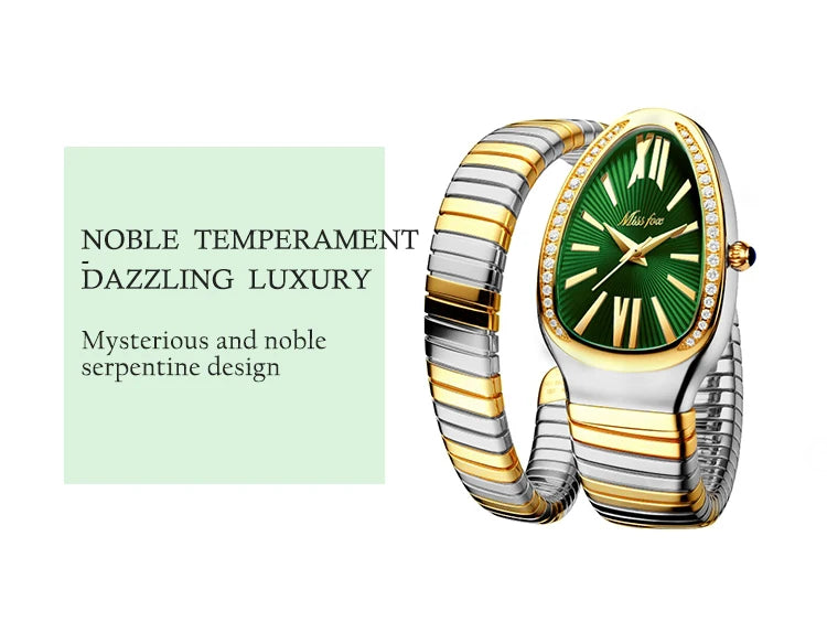 Classic Snake Shape Watch For Women Gold Silver Scaleable Bracelet Womens Watches Bling Diamonds Quartz Ladies Wristwatch