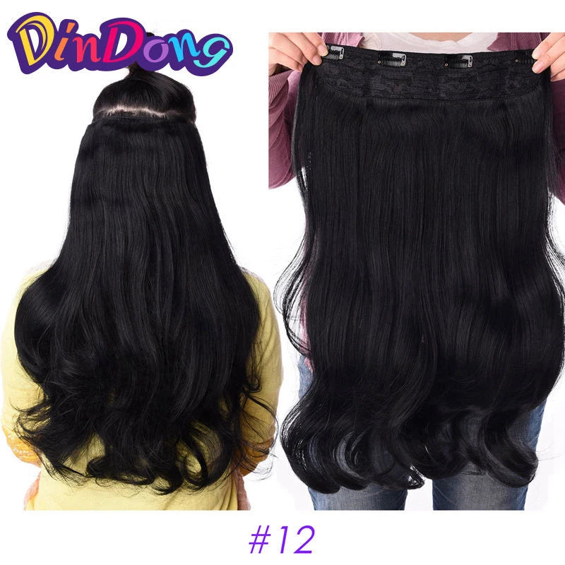 DinDong Clips In Hair Extensions 32Inch Synthetic Wavy 210G Premium Heat Resistant Hair 613# Blonde Brown 19 Colors Available