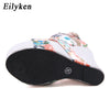 Eilyken Designer Buckle Strap Platform Wedges Women's Sandals Fashion Silk Open Toe High Heels Banquet Party Shoes