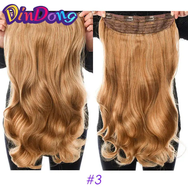 DinDong Clips In Hair Extensions 32Inch Synthetic Wavy 210G Premium Heat Resistant Hair 613# Blonde Brown 19 Colors Available