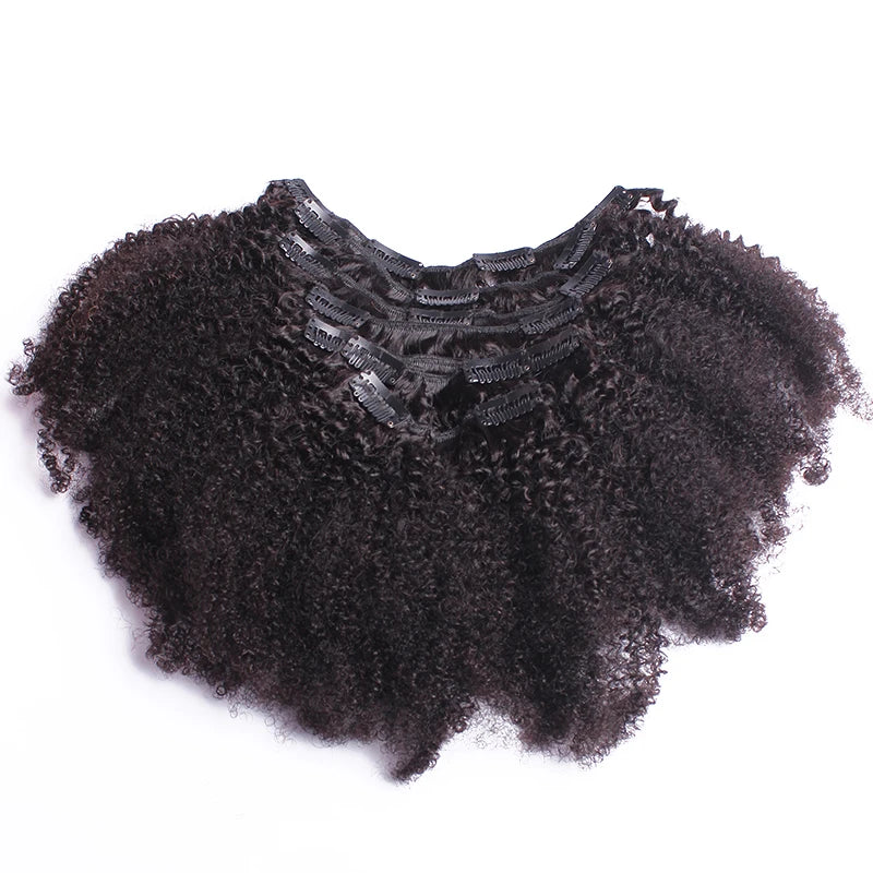 4B 4C Afro Kinky Curly Clip In Human Hair Extensions 100% Mongolian Virgin Hair Human Natural Black Clip Ins Afro Bundle YouMay