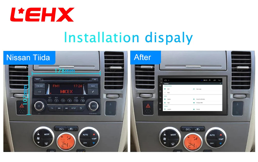 LEHX 7" 2Din MP5 Video Carplay & 4Core Android 14 Car Radio Audio Androidauto Carplay 4G GPS WIFI Automotive Multimedia Player