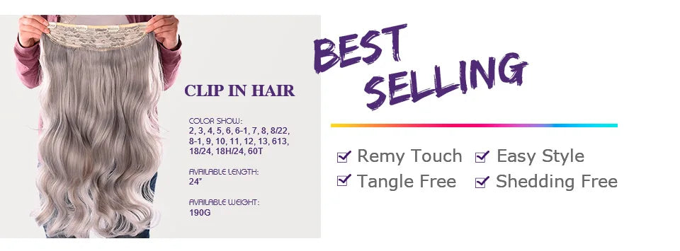 DinDong Clips In Hair Extensions 32Inch Synthetic Wavy 210G Premium Heat Resistant Hair 613# Blonde Brown 19 Colors Available