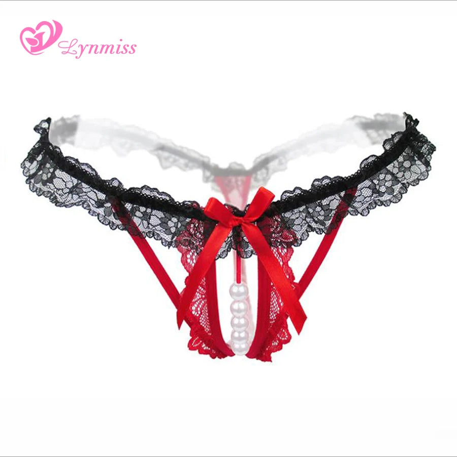 Lynmiss Women's Panties Underwear For Sexy Pearl Lingerie Women Lace Panties Erotic Underwear Briefs Sexy Apparel Erotic