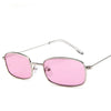 New Small Rectangle Retro Sunglasses Men Brand Designer Red Metal Frame Clear Lens Sun Glasses Women Unisex UV400