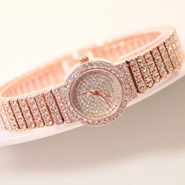 BS Women Watch Famous Luxury Brands Diamond Ladies Wrist Watches Female Small Wristwatch Rose Gold Watch Women Montre Femme 2022