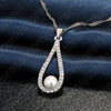 925 Sterling Silver Shiny Crystal Water Drop Pearl Necklace Earrings Jewelry Sets For Woman Fine Jewelry Wedding Gift Wholesale