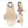 13x6 Lace Frontal Wig Brazilian Straight Human Hair Wig 2 Tone Dark Root 1B 613 Ombre Blonde Lace Front Wigs For Black Women 40"