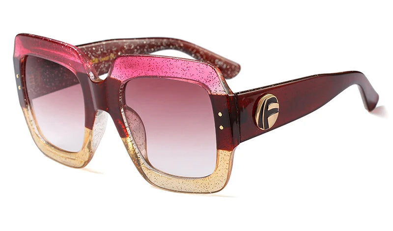 Luxury Italy Brand Oversized Square Sunglasses Women Retro Brand Designer Big Frame Sun Glasses Female Green Red Oculos 1159R