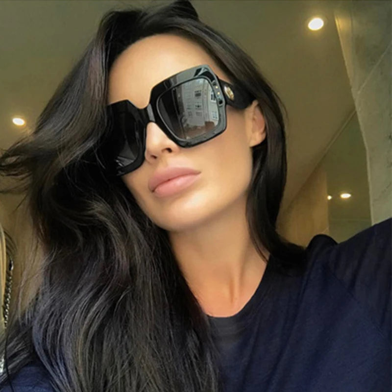 Luxury Italy Brand Oversized Square Sunglasses Women Retro Brand Designer Big Frame Sun Glasses Female Green Red Oculos 1159R