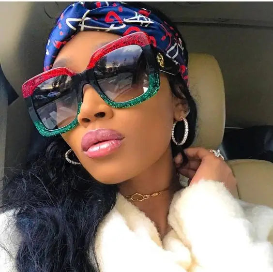Luxury Italy Brand Oversized Square Sunglasses Women Retro Brand Designer Big Frame Sun Glasses Female Green Red Oculos 1159R