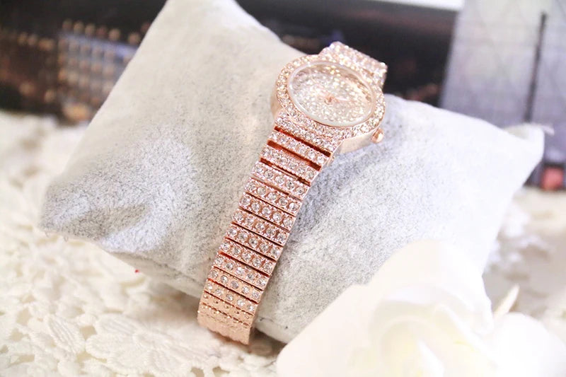 BS Women Watch Famous Luxury Brands Diamond Ladies Wrist Watches Female Small Wristwatch Rose Gold Watch Women Montre Femme 2022