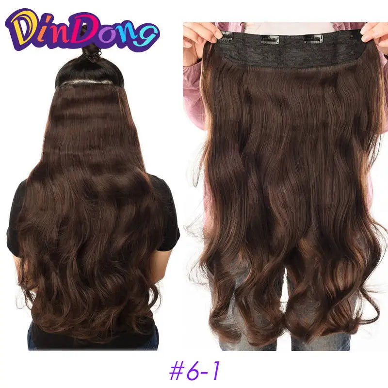 DinDong Clips In Hair Extensions 32Inch Synthetic Wavy 210G Premium Heat Resistant Hair 613# Blonde Brown 19 Colors Available