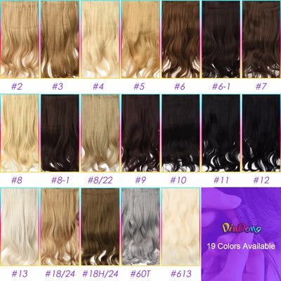 DinDong Clips In Hair Extensions 32Inch Synthetic Wavy 210G Premium Heat Resistant Hair 613# Blonde Brown 19 Colors Available