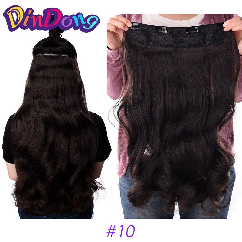 DinDong Clips In Hair Extensions 32Inch Synthetic Wavy 210G Premium Heat Resistant Hair 613# Blonde Brown 19 Colors Available