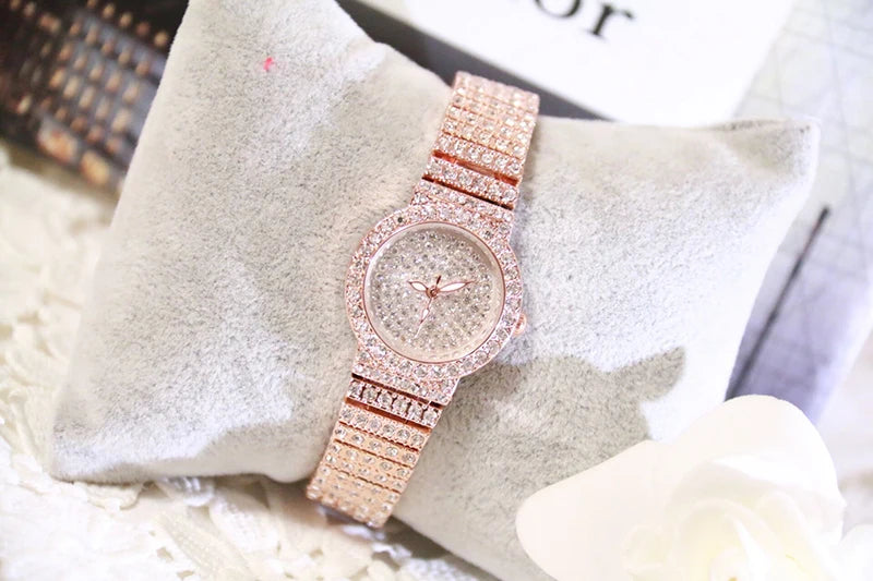 BS Women Watch Famous Luxury Brands Diamond Ladies Wrist Watches Female Small Wristwatch Rose Gold Watch Women Montre Femme 2022